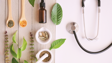 Naturopathic remedies on a table top