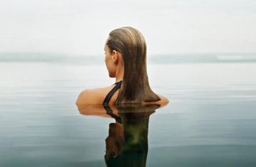 a woman in a pool