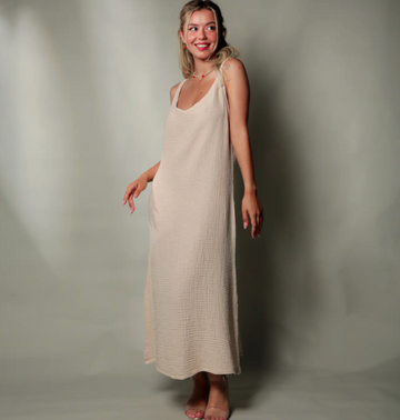 Double Gauze Muslin Sleeveless Cami Dress by Moa