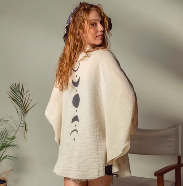 Moon Phases Muslin Kimono Robe / Poncho by Moa