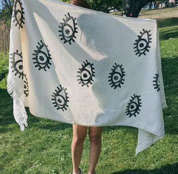 Black Evil Eye Throw Blanket by Moa